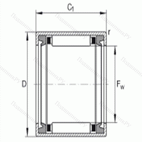 Подшипник роликовый игольчатый с одним наружным штампованным кольцом HK 1216-2RS