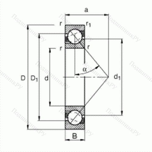 Подшипник шариковый радиально-упорный 7230-B-MP от производителя  FAG Подшипник шариковый радиально-упорный 7230-B-MP от производителя  FAG